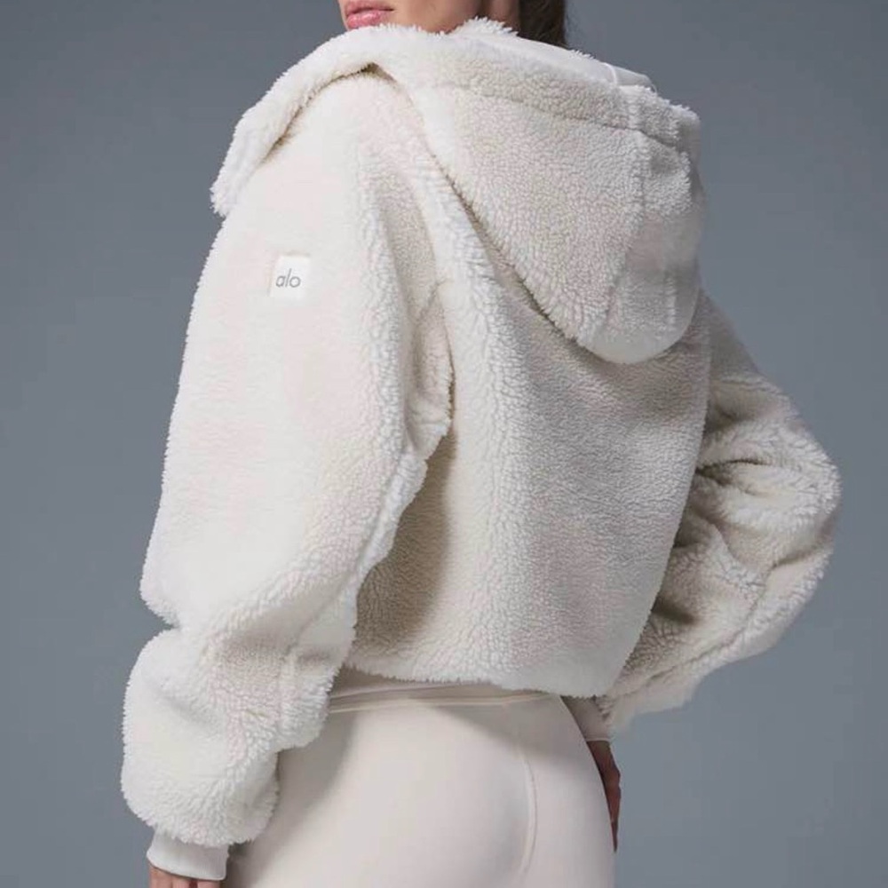 ALO Yoga Plush White Sherpa Teddy Jacket Hoodie